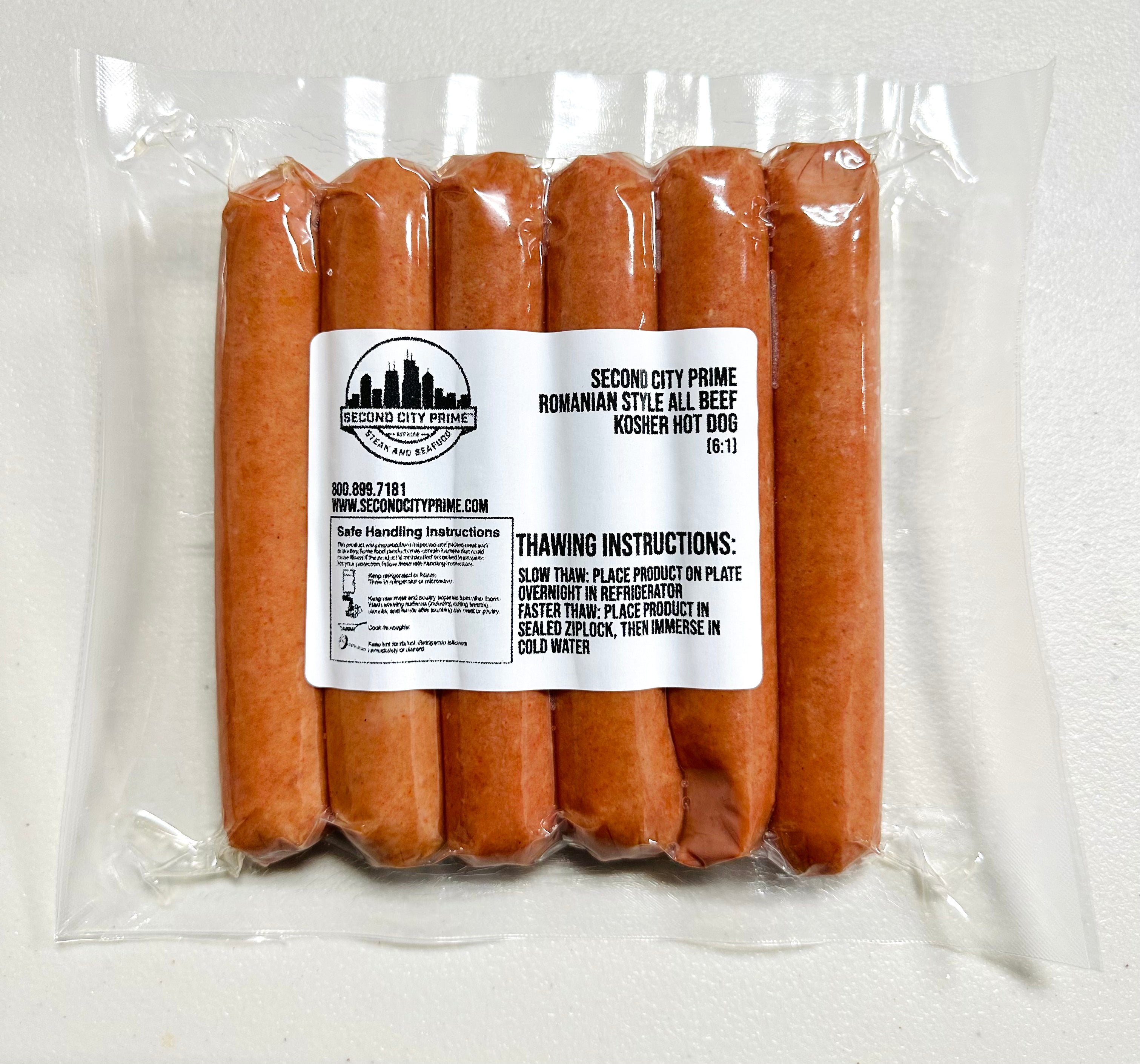 Romanian Kosher Garlic Polish Style Hot Dogs (6 pack-2.7oz ea) (1lb)